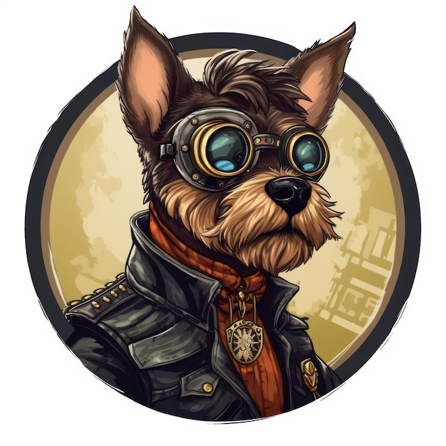 Dieselpunk Yorkshire Terrier Aufkleberbild