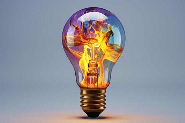 Dieses atemberaubende Stockfoto zeigt eine Glühbirne, eine Mischung aus Ölfarben, generative KI
