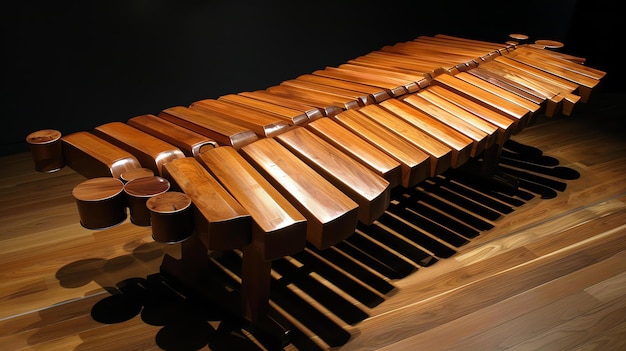 Foto dieses bild zeigt eine große hölzerne marimba, ein musikinstrument der schlagzeugfamilie