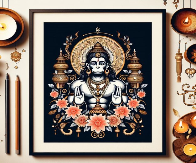 Foto dieses design wurde für das hinduistische mythologische ereignis hanuman jayanti hergestellt