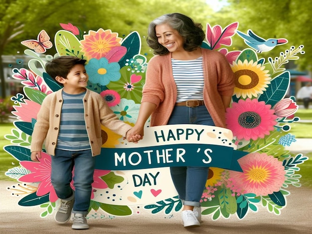 Dieses wunderschöne florale 3D-Design wurde für den Happy Mothers Day erstellt