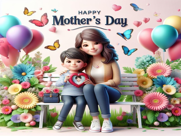 Dieses wunderschöne florale 3D-Design wurde für den Happy Mothers Day erstellt