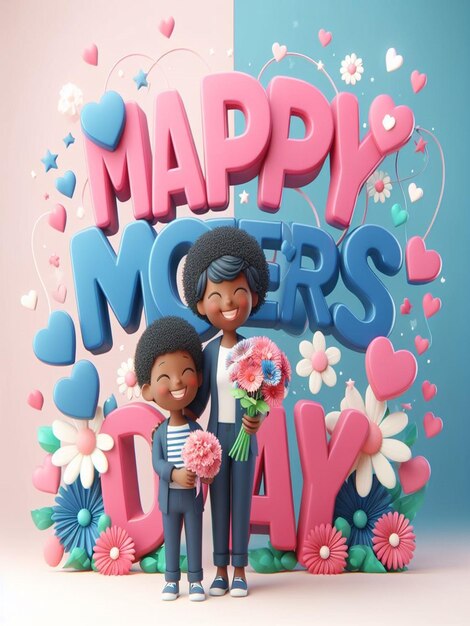 Dieses wunderschöne florale 3D-Design wurde für den Happy Mothers Day erstellt