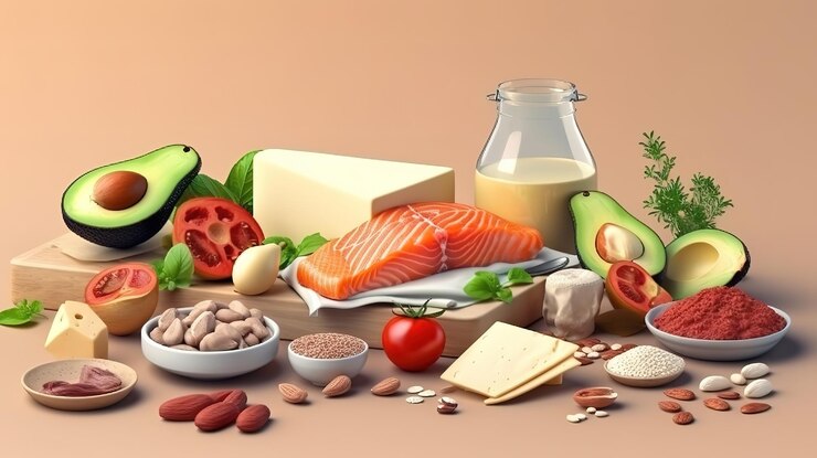 DIETA CETOGÉNICA Baja en carbohidratos Productos altos en grasa Generative Ai