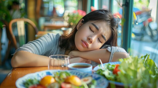 Dieta joven sana teniendo tentación hambriento de comida