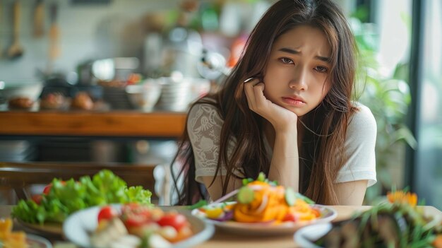 Dieta joven sana teniendo tentación hambriento de comida