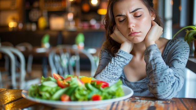 Dieta joven sana teniendo tentación hambriento de comida