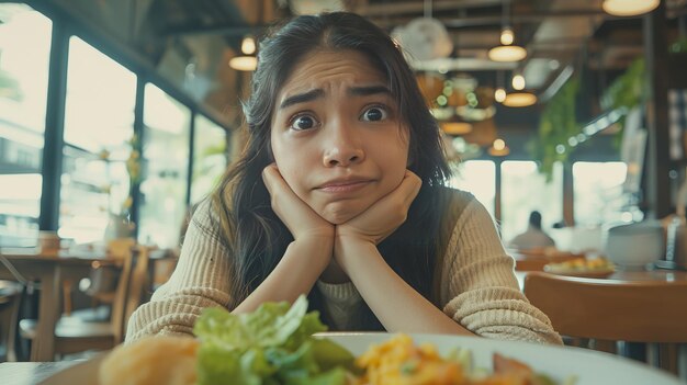 Dieta joven sana teniendo tentación hambriento de comida