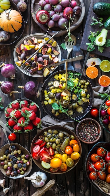 dieta mediterránea con frutas y verduras