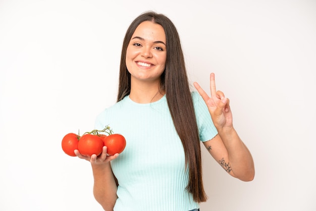 Foto dieta de mujer adulta bastante joven y concepto de comida saludable