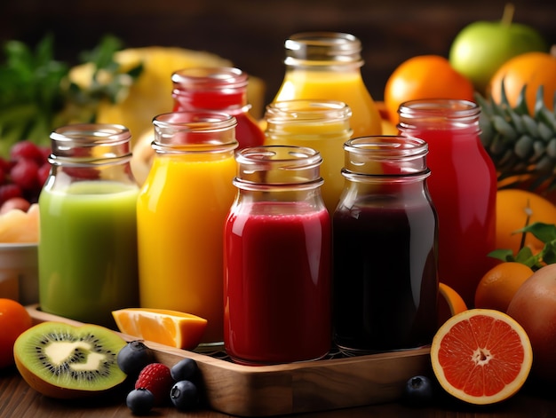 Dieta vibrante de frutas y verduras jugosas