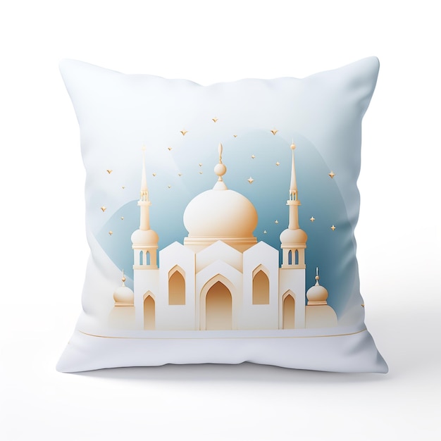 diferentes y decentes fundas de almohadas con temas de Eid Mubarak aisladas sobre un fondo blanco