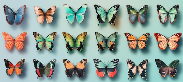 Foto diferentes especies de mariposas y polillas de color papilionidae papilio ulysses nymphalidae