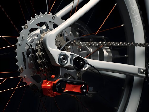 Diferentes partes de un mango de neumático de freno de disco de un asiento de cadena de bicicleta y otras partes de una bicicleta