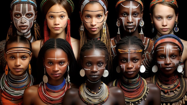 Diferentes tipos de belleza femenina Diferentes culturas y nacionalidades Diversidad Editorial de moda