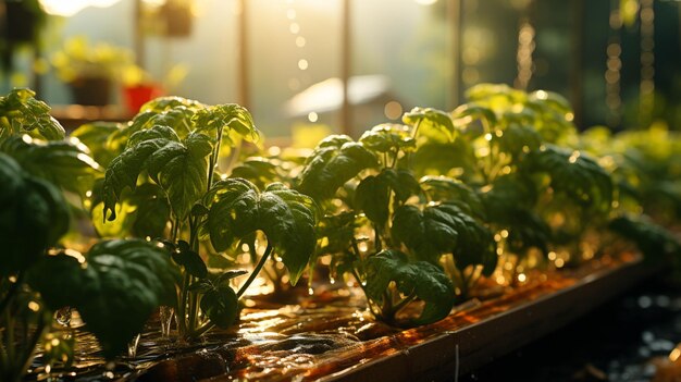 Foto diferentes tipos de cultivo de hortalizas agricultura en el invernadero