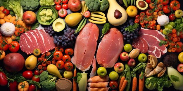 Diferentes tipos de carnes, vegetais e frutas estão nos supermercados