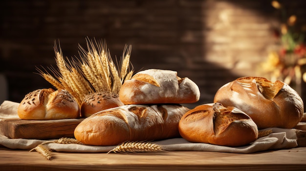 Diferentes tipos de pão feitos de farinha de trigo