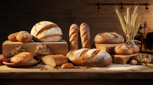 Diferentes tipos de pão feitos de farinha de trigo