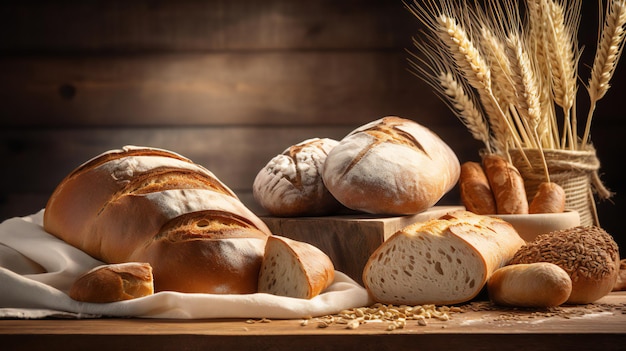 Diferentes tipos de pão feitos de farinha de trigo