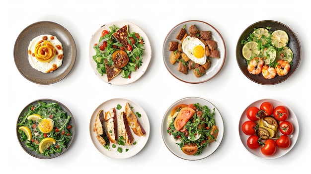 diferentes tipos de saladas aperitivos e guarnições