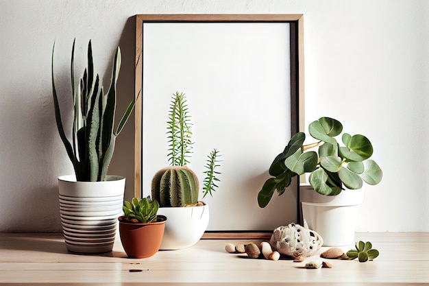 Diferentes tipos de marco de Mockup de plantas caseras