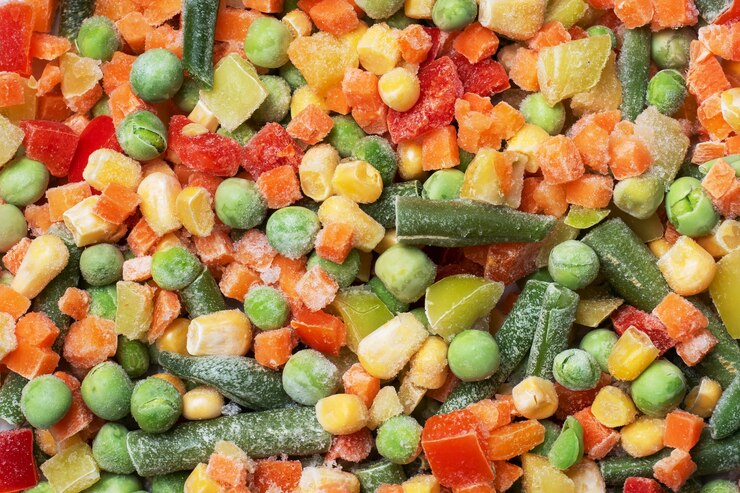 Diferentes tipos de vegetales congelados picados
