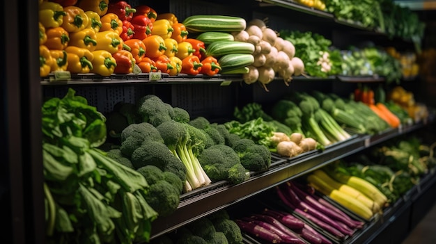 Foto diferentes variedades de vegetais frescos nos mercados locais, supermercados