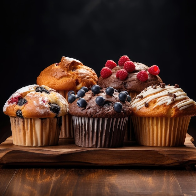 Diferentes variedades de muffins