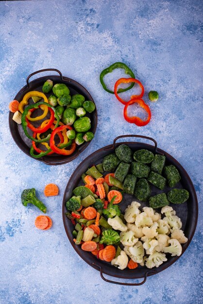 Diferentes vegetais congelados Armazenamento de alimentos