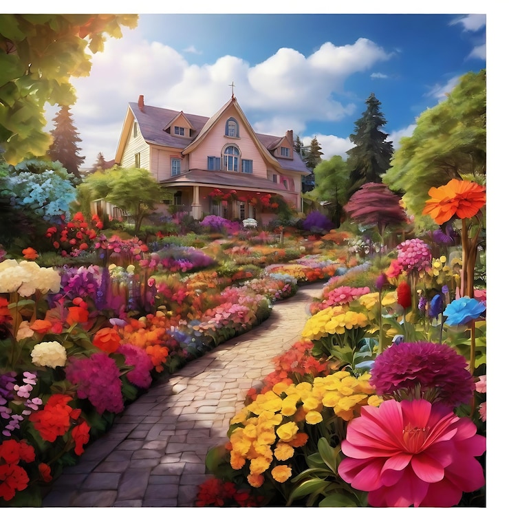 Difusión hermosa Jardín de flores de colores muy bonitos