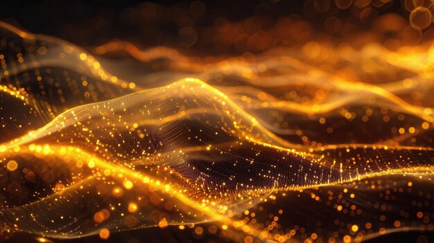 Digital Abstract Art of Gold fließt Daten und Energie