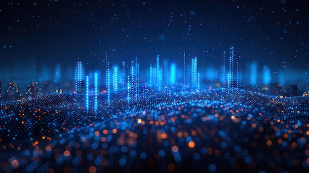 Digital Cityscape Una ciudad futurista de luces y datos