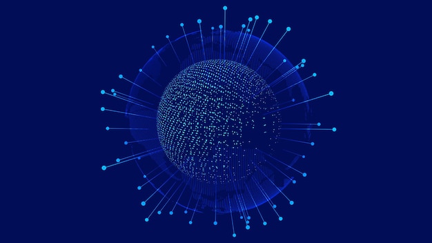Digital Earth esfera de partículas dinâmicas tecnologia de rede global fundo de big data