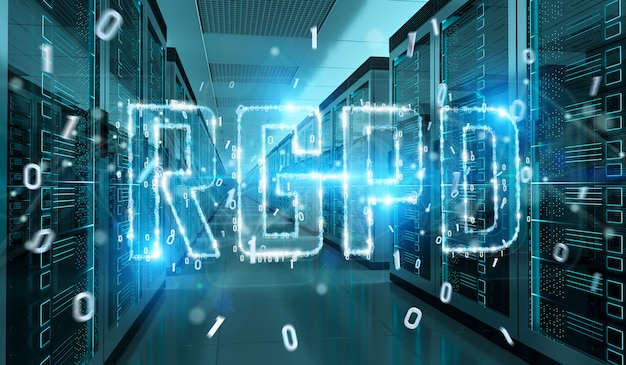 Digital GDPR-Schnittstelle in der Wiedergabe des Serverraumes 3D