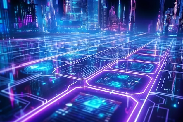 Digital Grid Futuristische Cybergrid Textur Abstract Hintergrund