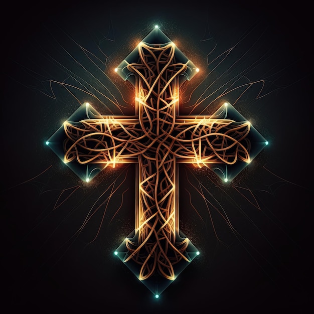 Digital-Kunstdesign der glühenden christlichen Kreuz-Design-Illustration