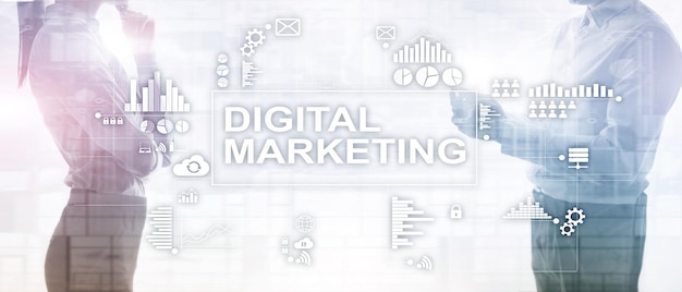 Digital-Marketing-Konzept auf Doppelbelichtungshintergrund