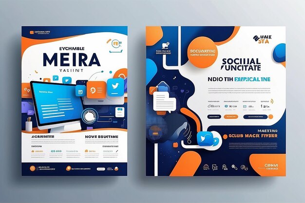 Foto digital marketing social media post template agência de marketing digital square flyer template web editable banner post template