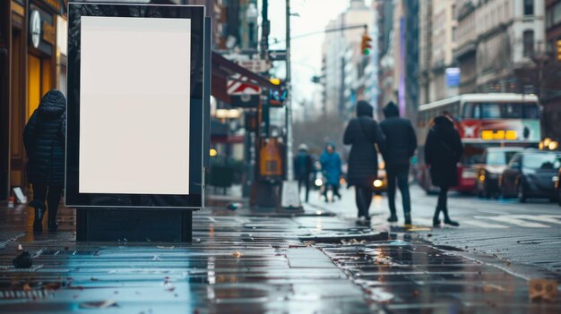 Foto digital signage-mockup für außenräume mit belebter straßenszene