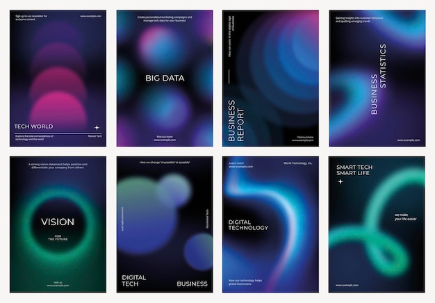 Digital Technology Business Dark Poster Template Vector Set Business Dark Gradient Poster Design Set Digital Technology Business Poster in dunkelblau Vector Set Moderne Design Poster-Template