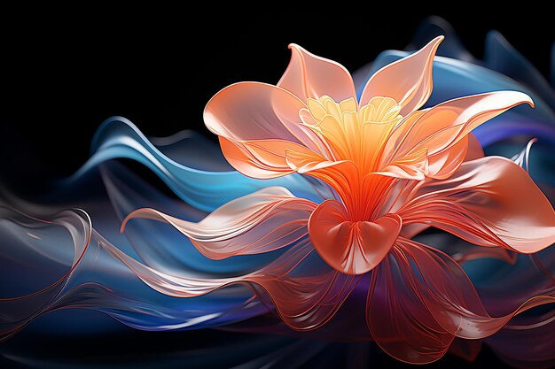 digitale Airbrush-Kunst von abstrakten Formen, die eine Blume bilden, die von KI generiert wurde