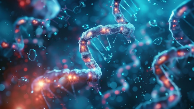 Digitale Darstellung einer DNA in digitalem 3D-Rendering