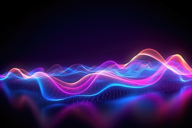 Digitale Datenübertragungswelle 3D-Rendering abstrakter Neon-Hintergrund Generative KI
