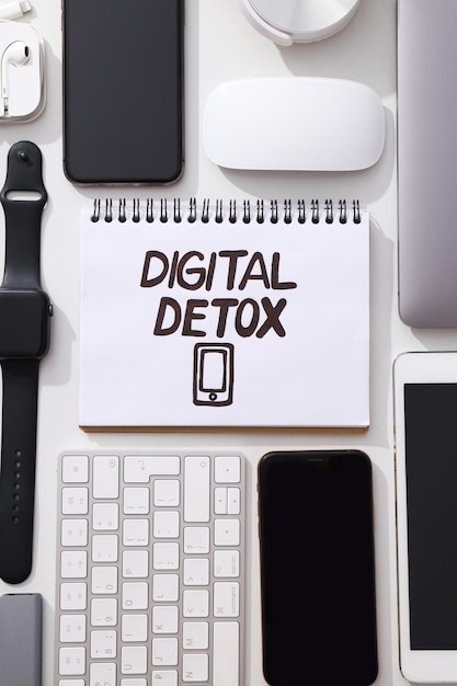 Digitale Detox-Konzeptgeräte auf dem Tisch