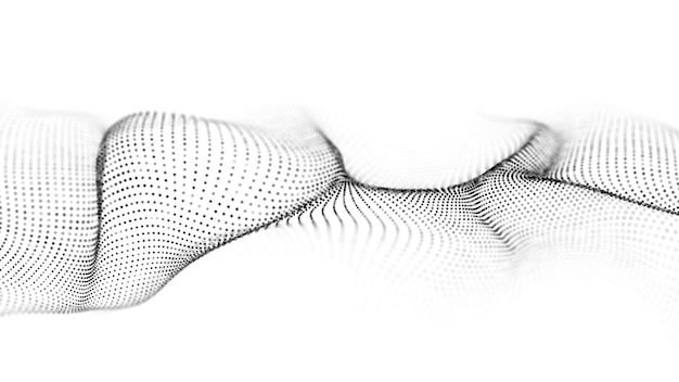 Digitale dynamische Welle von Teilchen Abstrakt weißer futuristischer Hintergrund Big Data-Visualisierung 3D-Rendering