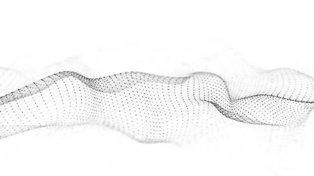 Digitale dynamische Welle von Teilchen Abstrakt weißer futuristischer Hintergrund Big Data-Visualisierung 3D-Rendering