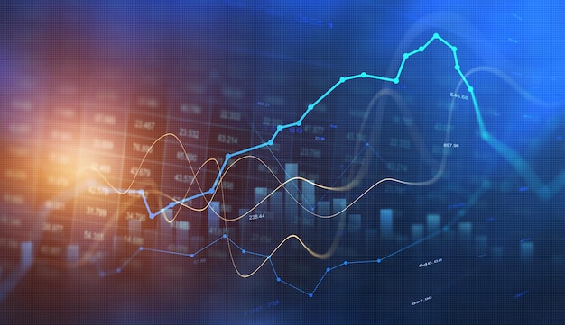 Digitale Finanzdiagrammindikatoren Börsengeschäfte und Börsen Finanzwachstumsdiagramm