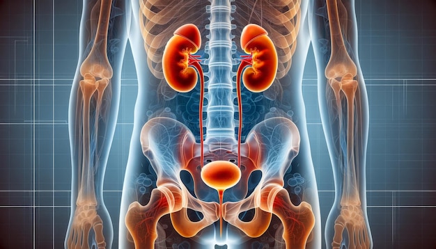 Digitale Illustration der Anatomie des menschlichen Nierensystems