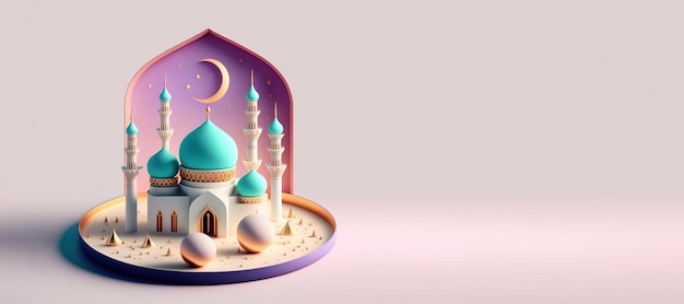 Digitale Illustration der Moschee für Ramadan islmic Celebration Banner